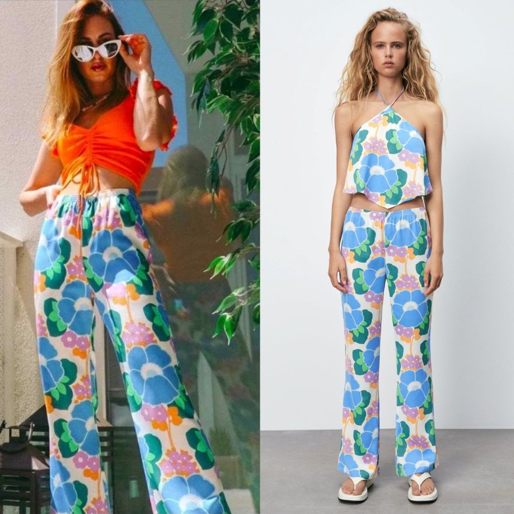 NEW! Zara Floral Printed Pajama Style Retro Pants - Size S
